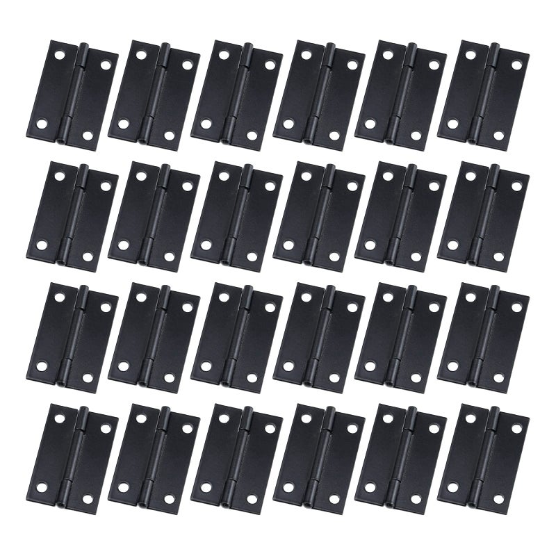 Antrader Folding Hinge, Cabinet Gate Closet Door Hinge 1-1/2'' Long Home Furniture Hardware with 96pcs Screws, Black, 24-Pack - Image 1